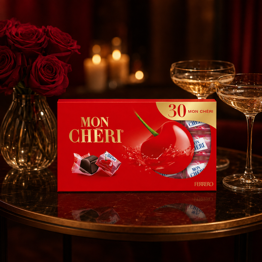 Mon Chéri Cherry Liqueur Chocolates Box 315g lifestyle