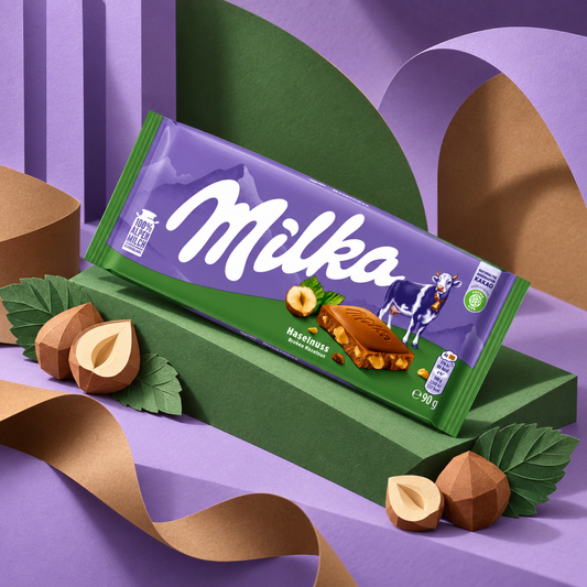 Milka Hazelnut Chocolate Bar | 90g paper art scene