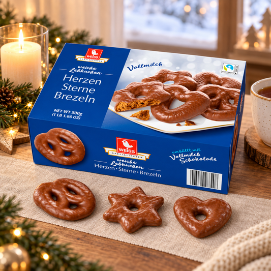 Weiss Herzen Sterne Brezeln Milk Chocolate Gingerbread Hearts Stars Pretzels | 500G lifestyle