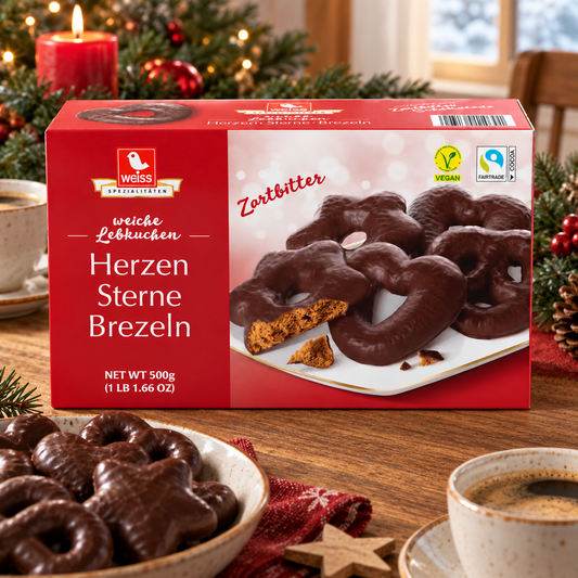 Weiss Herzen Sterne Brezeln Dark Chocolate Gingerbread Hearts Stars Pretzels | 500G lifestyle