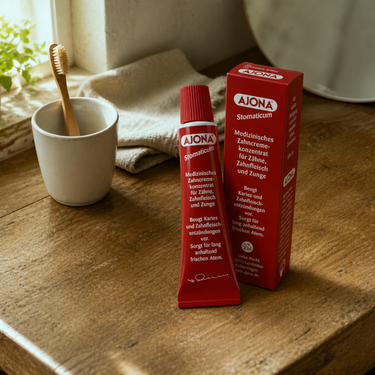 Ajona Stomaticum toothpaste concentrate, 25ml tube and carton