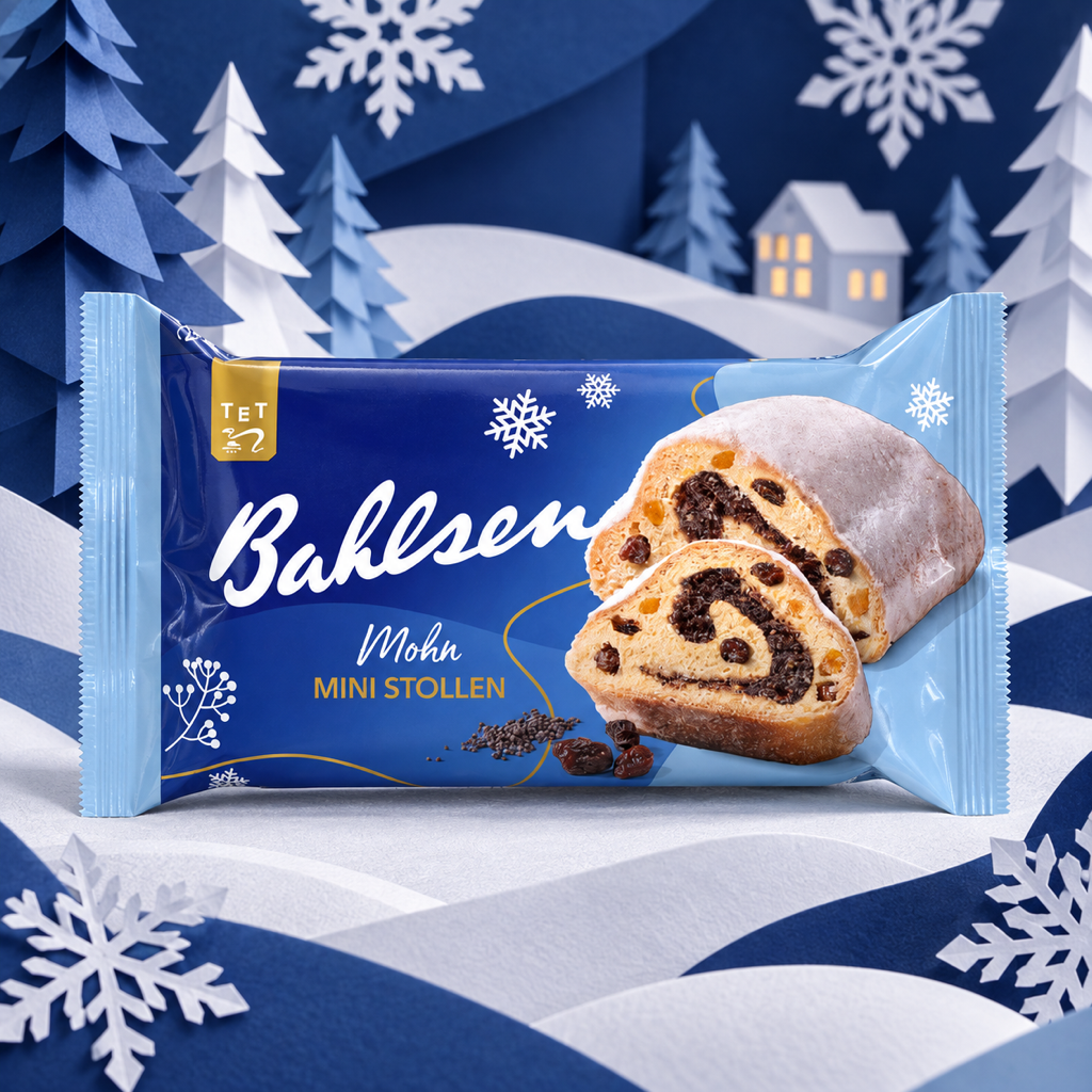 Bahlsen Mini Mohn-Stollen Poppy Seed Mini Christmas Stollen | 200G paper art scene