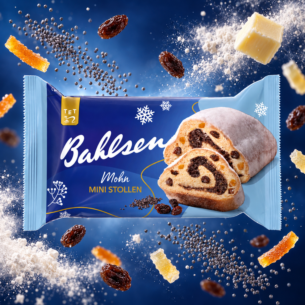 Bahlsen Mini Mohn-Stollen Poppy Seed Mini Christmas Stollen | 200G with floating ingredients