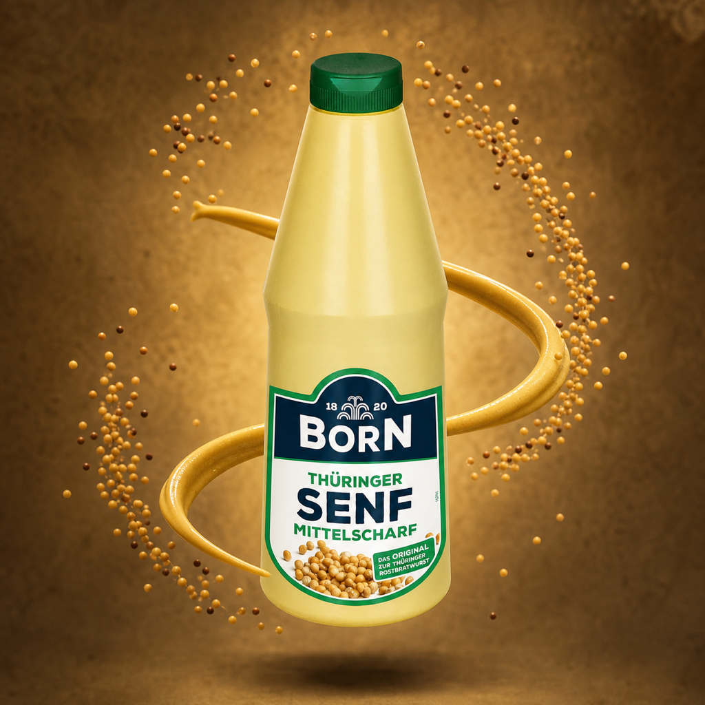 Born Thüringer Senf - Mustard 1000ml with floating ingredients