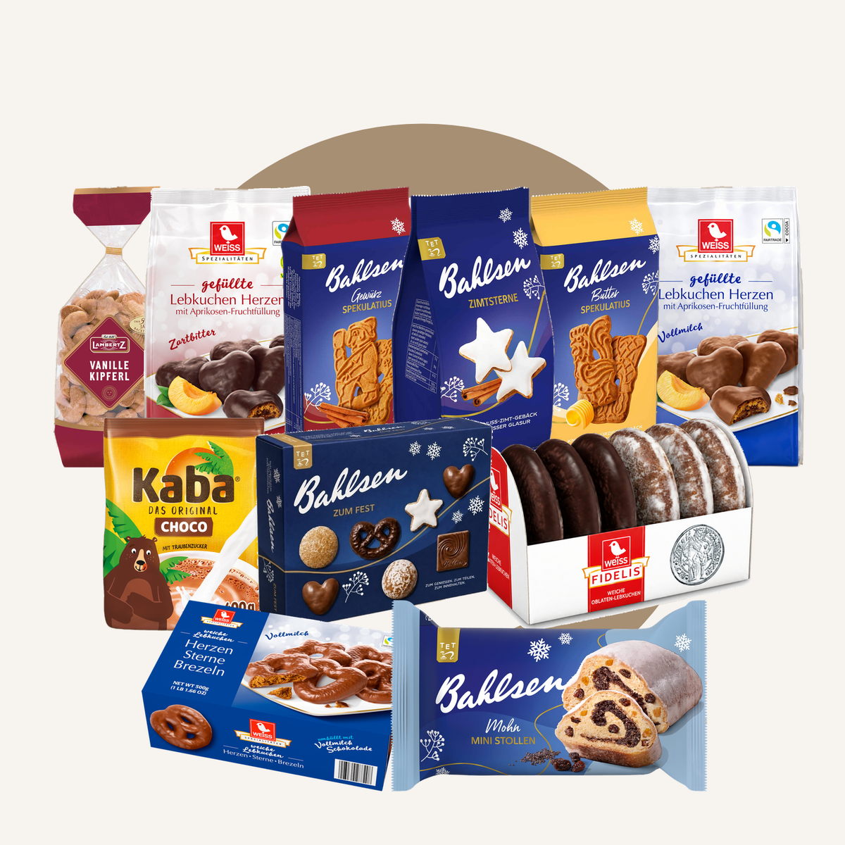The Thank-You Box alcohol-free German Christmas hamper with Lebkuchen, Spekulatius, Zimtsterne, Kipferl, Zum Fest, Mini Stollen and Kaba