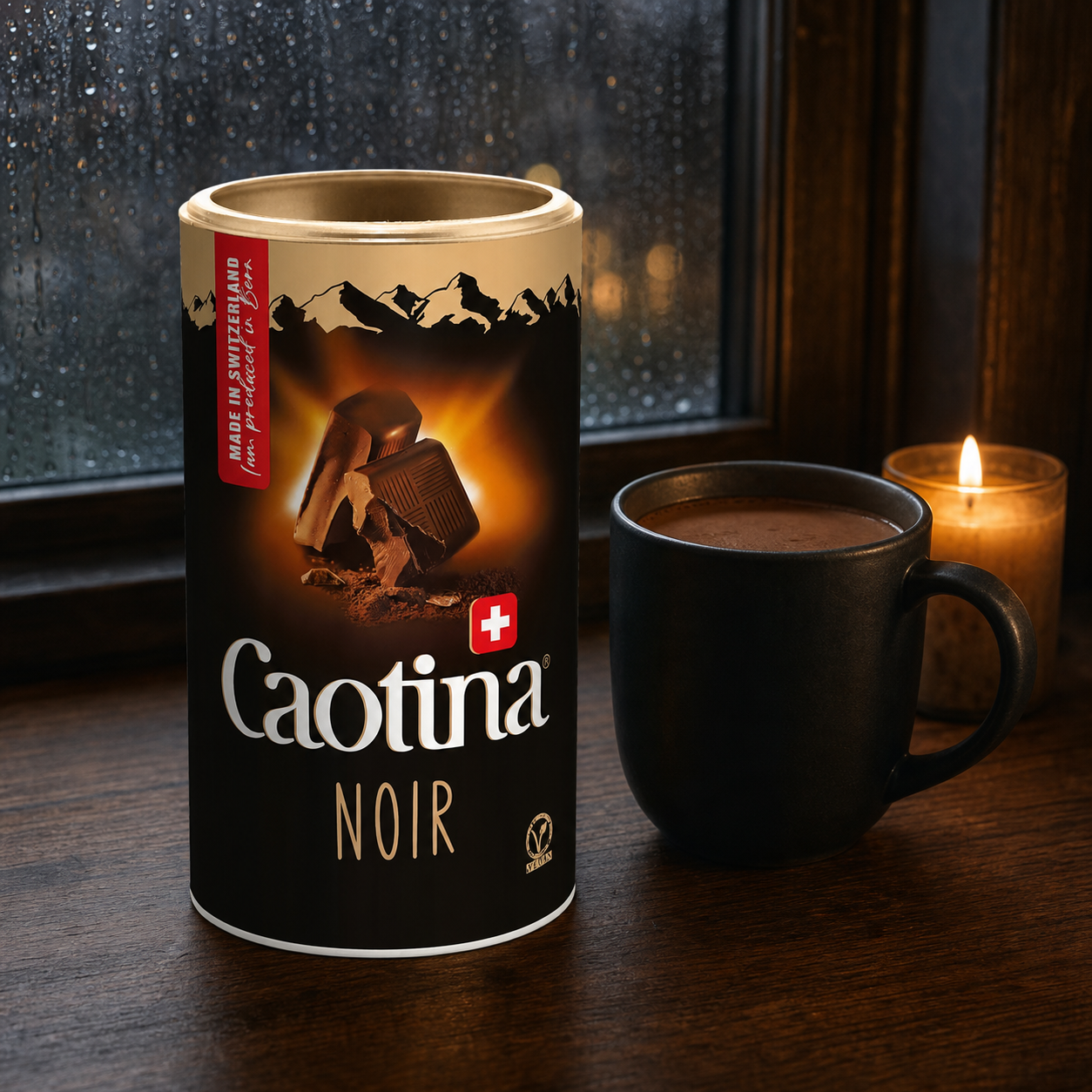 Caotina Noir Dark Chocolate Cocoa Powder 450g lifestyle