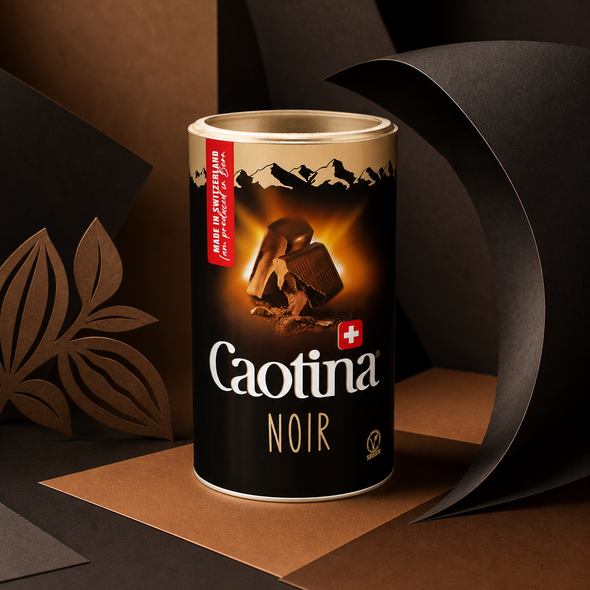 Caotina Noir Dark Chocolate Cocoa Powder 450g paper art scene
