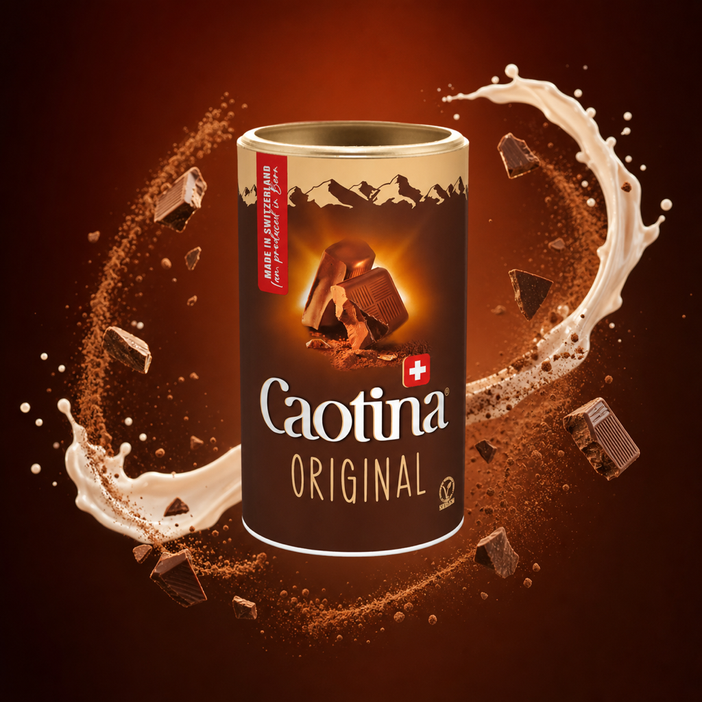 Caotina Original Cocoa Powder 500g with floating ingredients