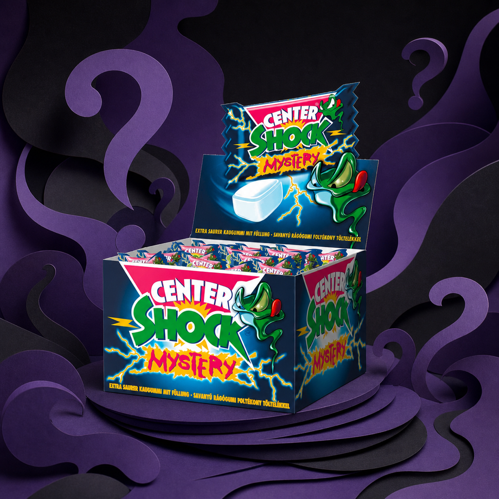 Center Shock Mystery Mix 100 Chewing Gums paper art scene