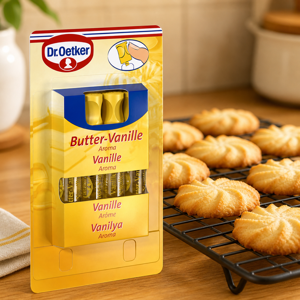 Dr Oetker Butter-Vanille-Aroma 4x 2ml Bottles serving suggestion