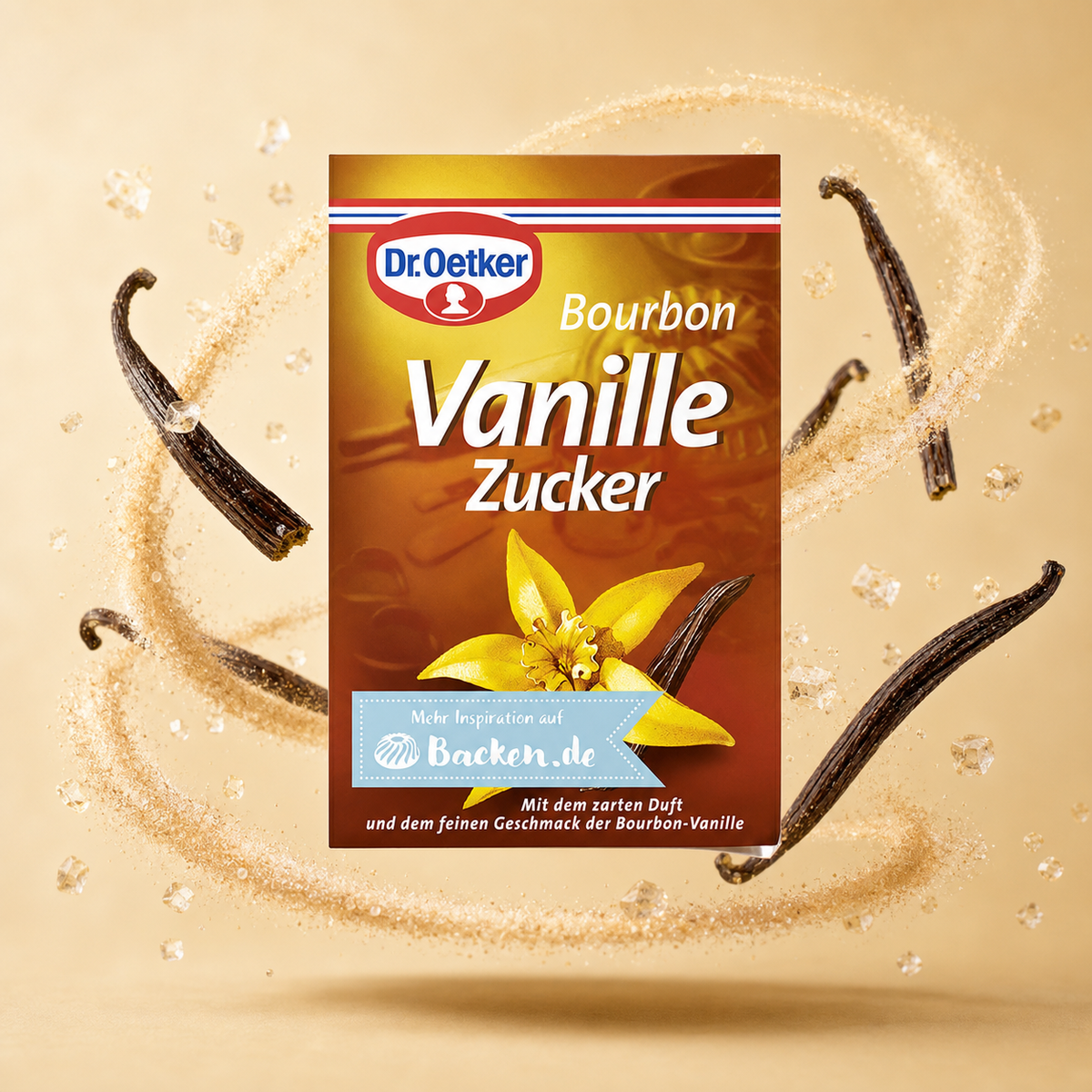 Dr Oetker Bourbon Vanilla Sugar 3x 8g with floating ingredients