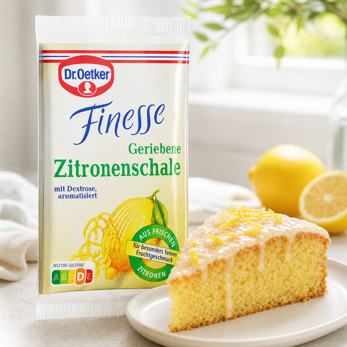 Dr Oetker Finesse Grated Lemon Peel 3x 6g serving suggestion