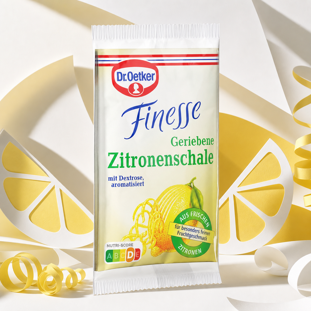 Dr Oetker Finesse Grated Lemon Peel 3x 6g paper art scene