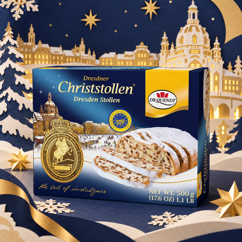 Dr. Quendt Dresdner Christstollen PGI Christmas Stollen | 500G paper art scene