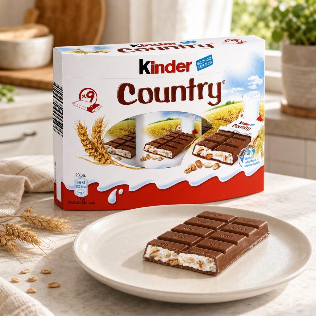 Kinder Country Milk Chocolate Cereal Bars | 9X 23.5G serving suggestion