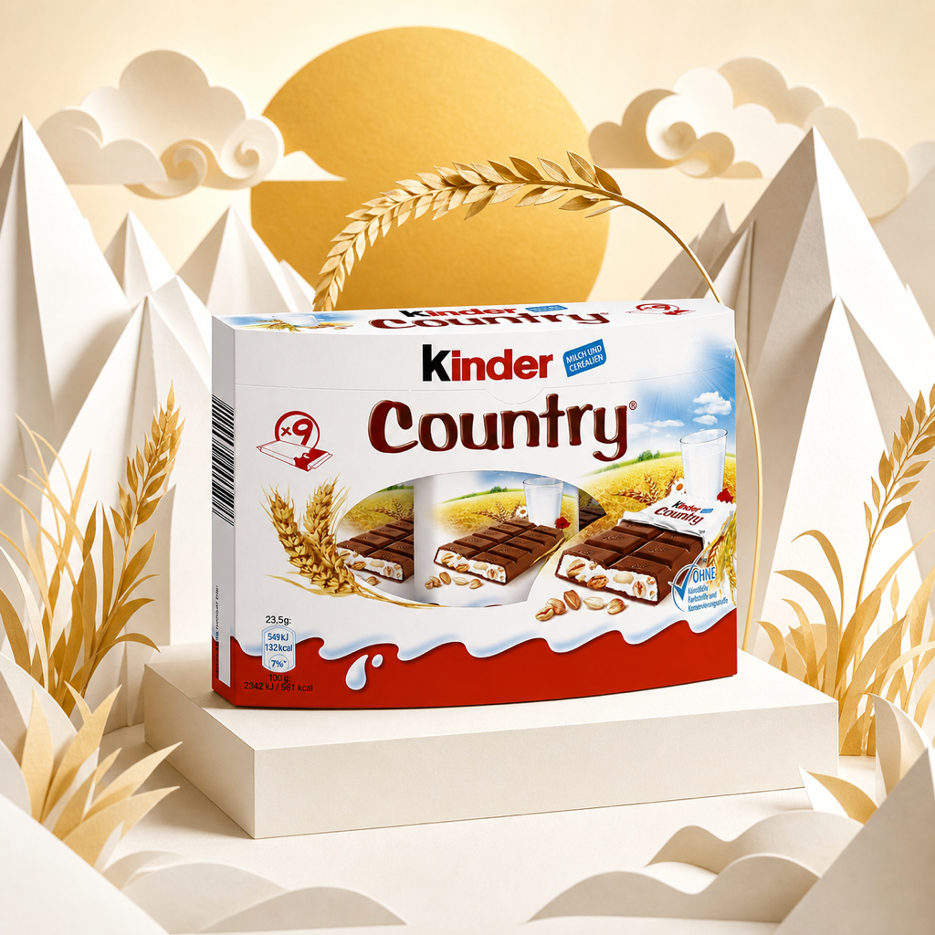 Kinder Country Milk Chocolate Cereal Bars 9x 23.5g paper art scene
