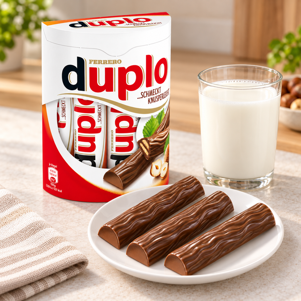 Duplo Chocolate Bar with Hazelnut Filling Box of 10 Pieces serving suggestion