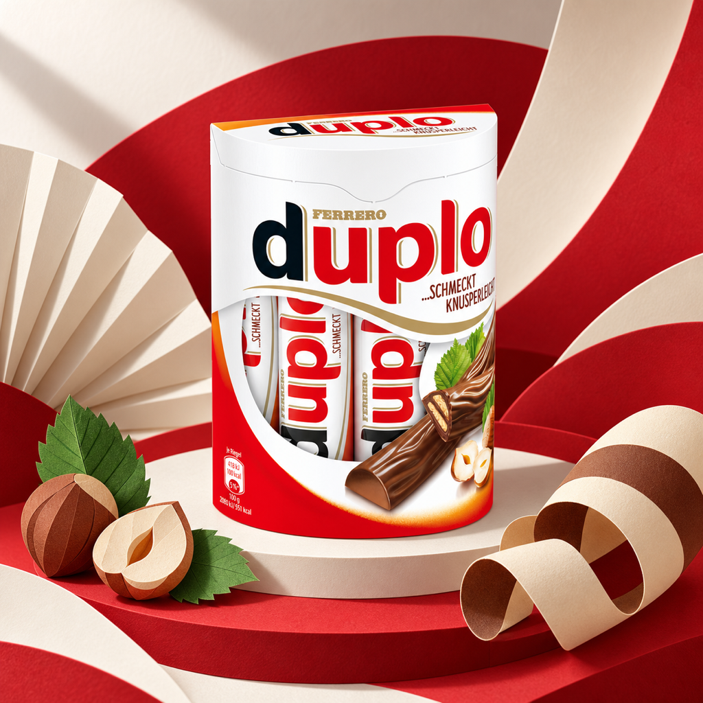 Duplo Chocolate Bar with Hazelnut Filling Box of 10 Pieces paper art scene