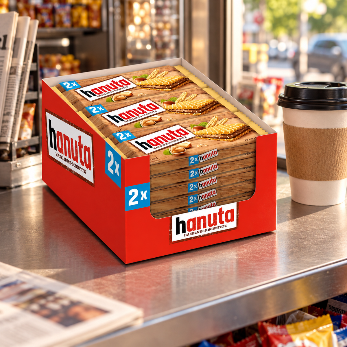 Hanuta Hazelnut Wafers 18x 44g lifestyle