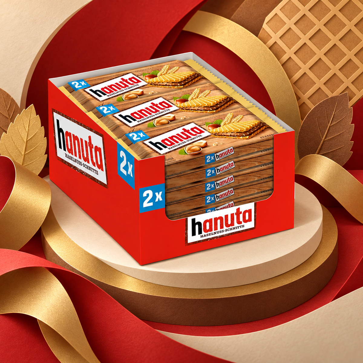 Hanuta Hazelnut Wafers 18x 44g paper art scene