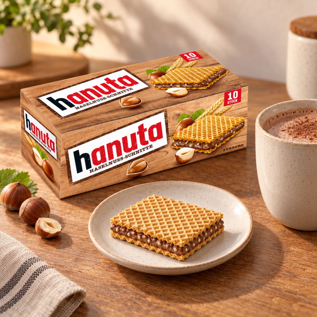 Hanuta Hazelnut Wafers 220g serving suggestion