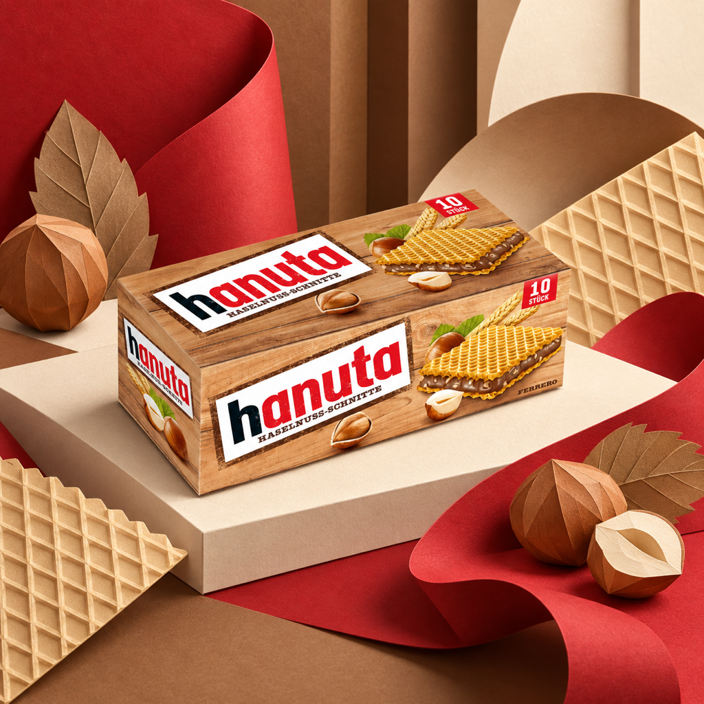 Hanuta Hazelnut Wafers 220g paper art scene