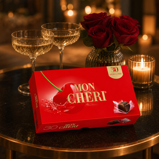 Mon Chéri Cherry Liqueur Chocolates Box 315g lifestyle