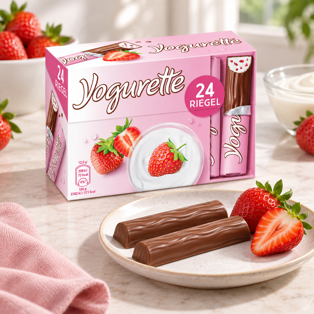 Yogurette Chocolate with yoghurt and strawberries 300g serving suggestion