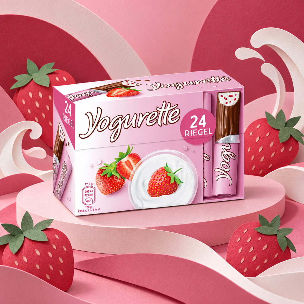 Yogurette Chocolate with yoghurt and strawberries 300g paper art scene