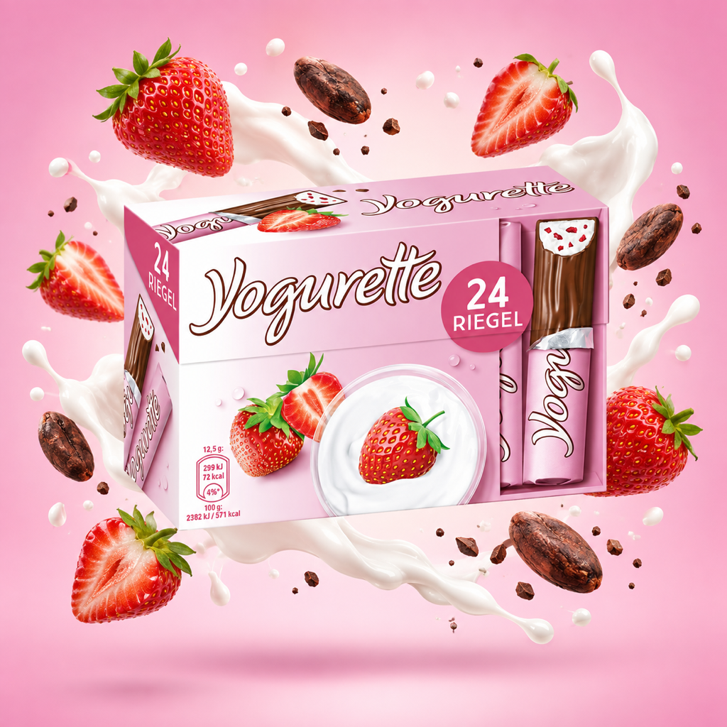 Yogurette Chocolate with yoghurt and strawberries 300g with floating ingredients