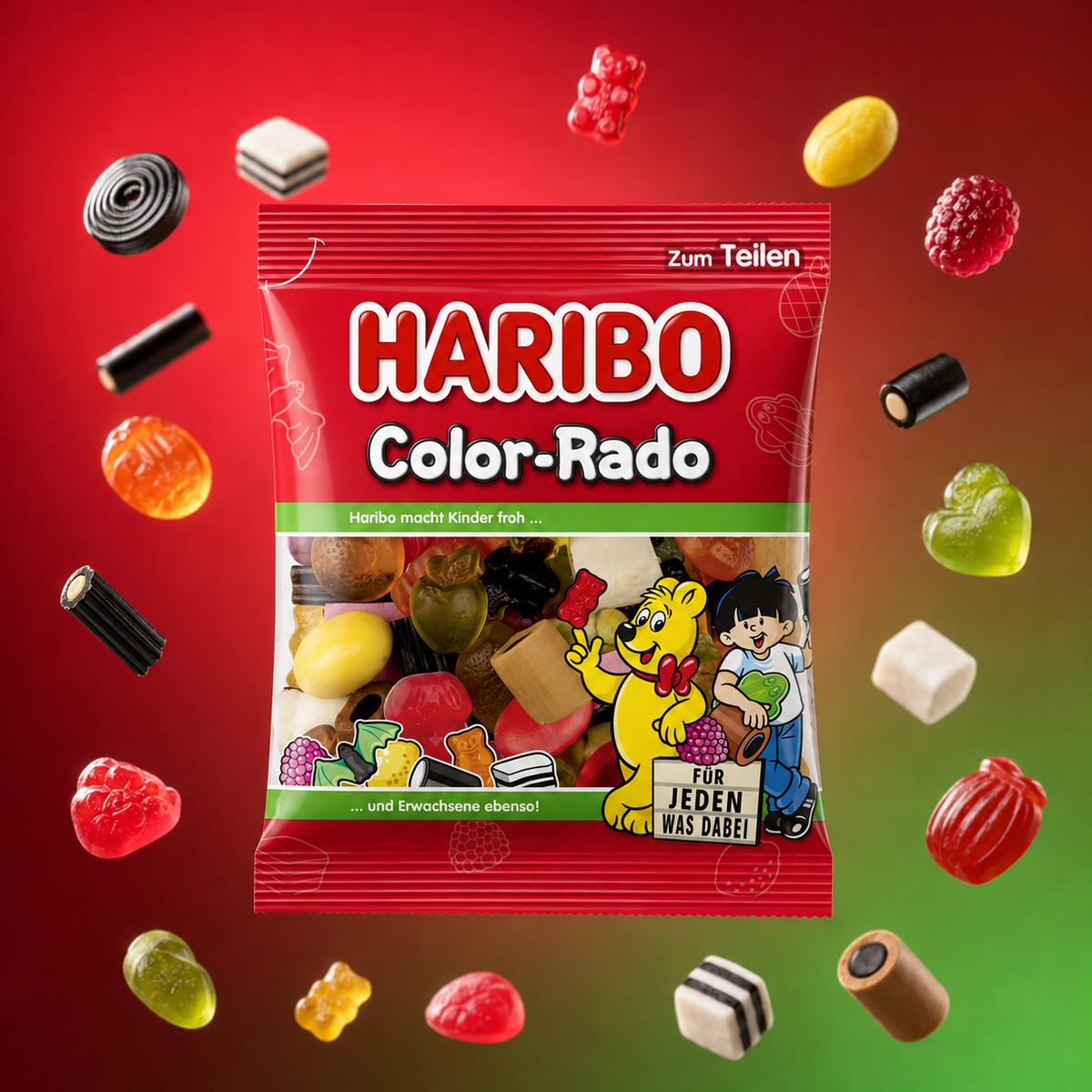 Haribo Color Rado Mix Gummy Sweets | 100g with floating ingredients