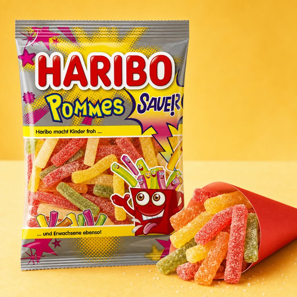 Haribo Sour Chips Gummy Sweets | 100g serving suggestion