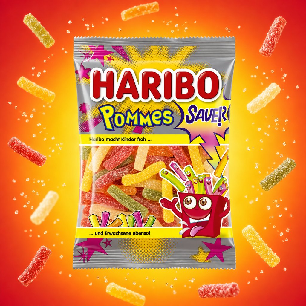Haribo Sour Chips Gummy Sweets | 100g with floating ingredients