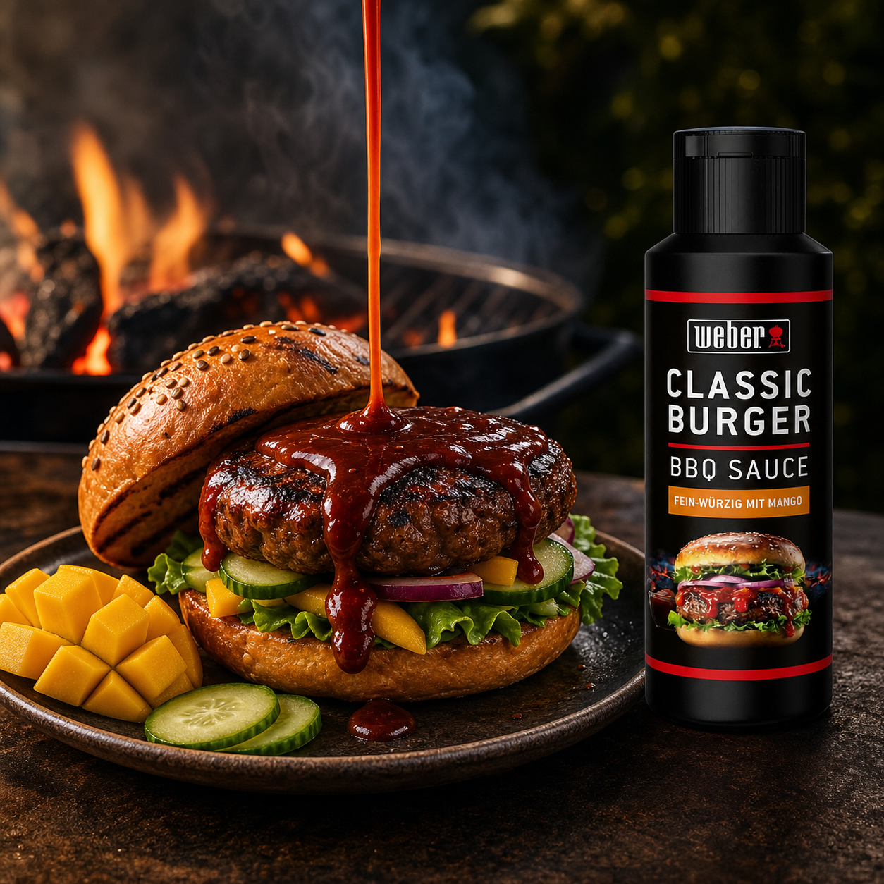 Weber Classic Burger BBQ Sauce 300ml serving suggestion