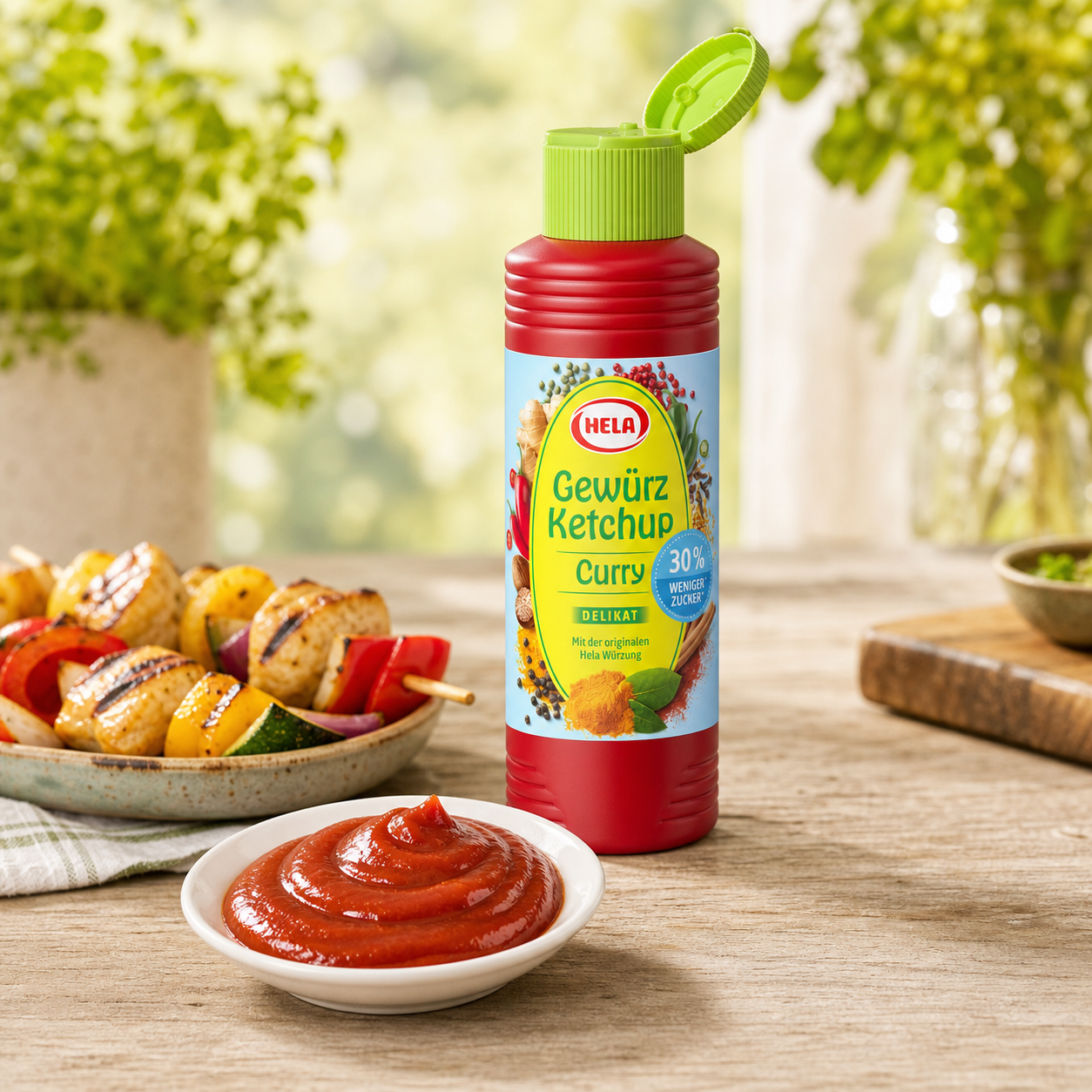 Hela Curry Ketchup Delicate 30% Less Sugar 300ml opened