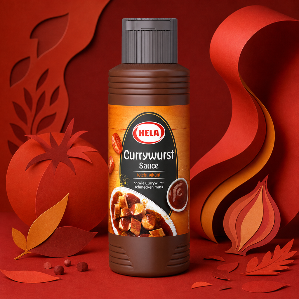 Hela Currywurst Sauce 300ML paper art scene