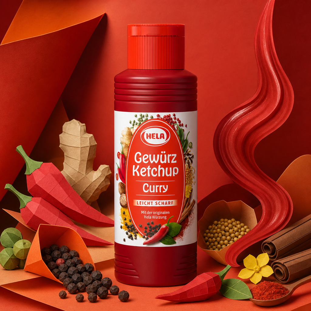 Hela Curry Ketchup Slightly Hot 300ml paper art scene