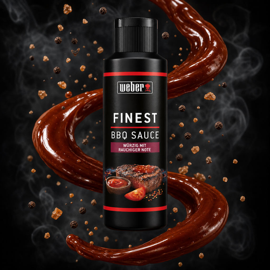 Weber Finest BBQ Sauce 300ml with floating ingredients