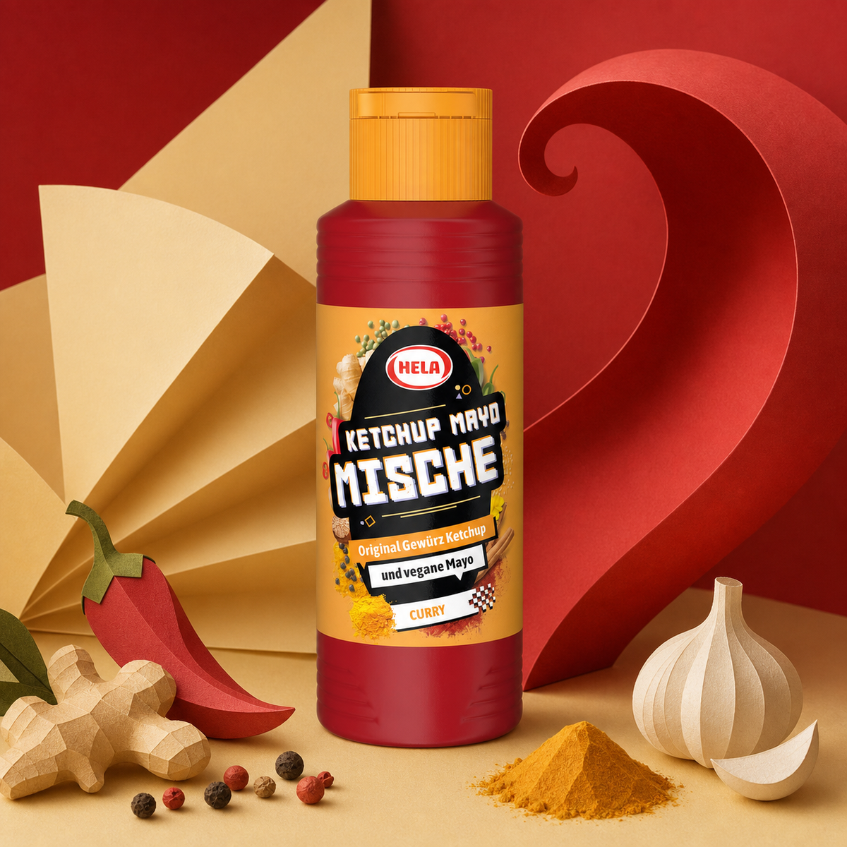 Hela Ketchup Mayo Mix Curry 300ml paper art scene