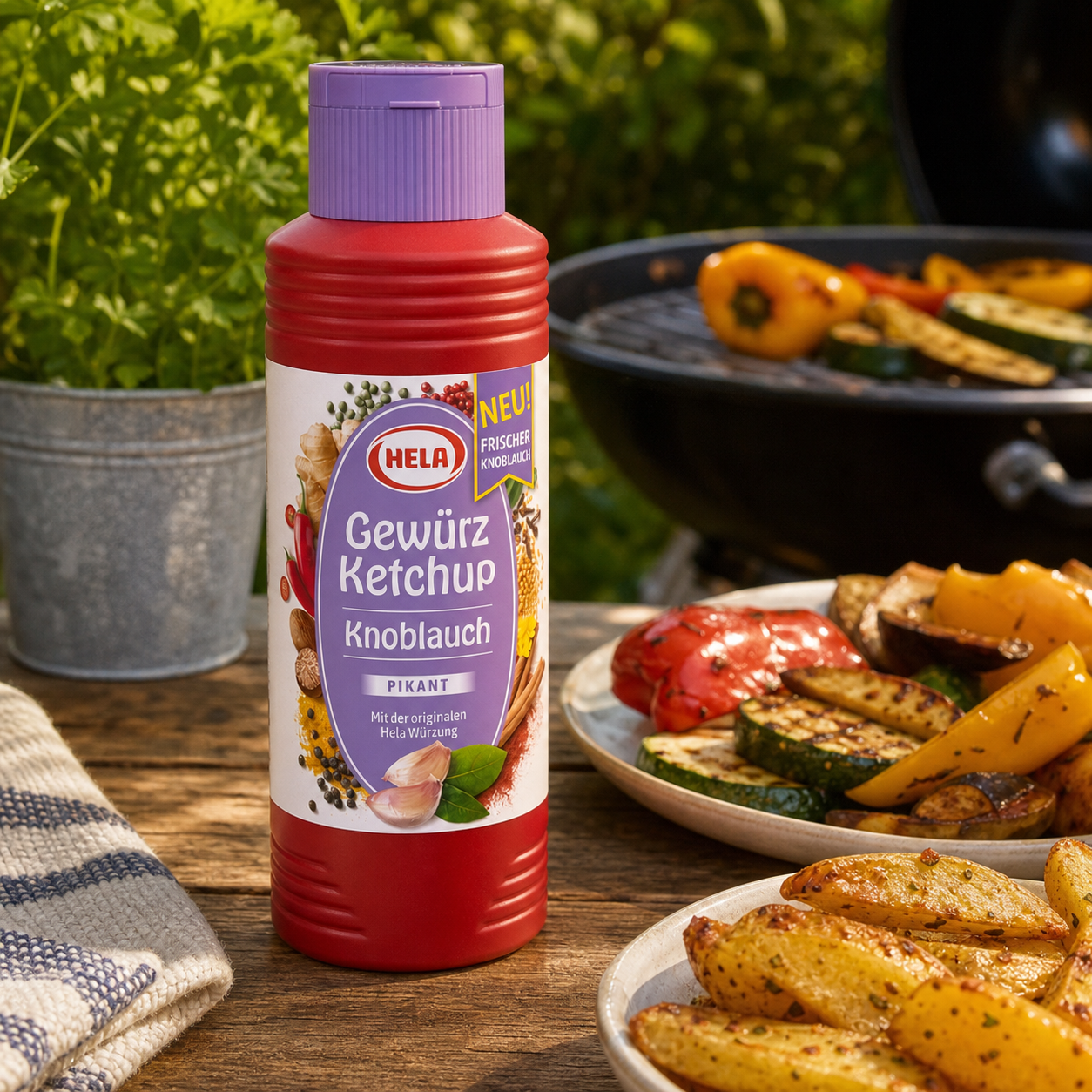 Hela Gewuerz Ketchup Knoblauch German garlic ketchup 300ml, in an everyday kitchen scene