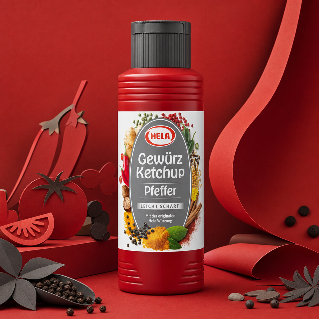 Hela Pepper Spice Ketchup 300ml paper art scene