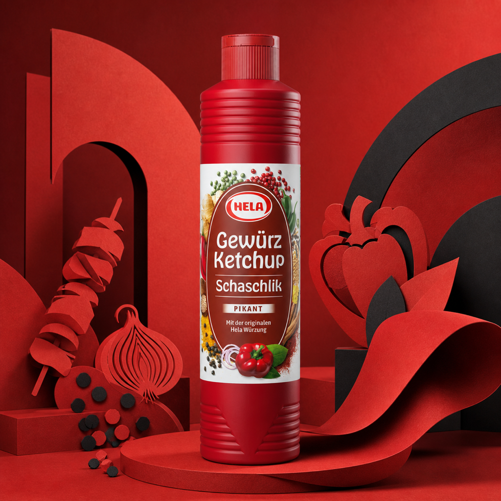 Hela Gewürz Ketchup Schaschlik Pikant Spicy 800ml paper art scene