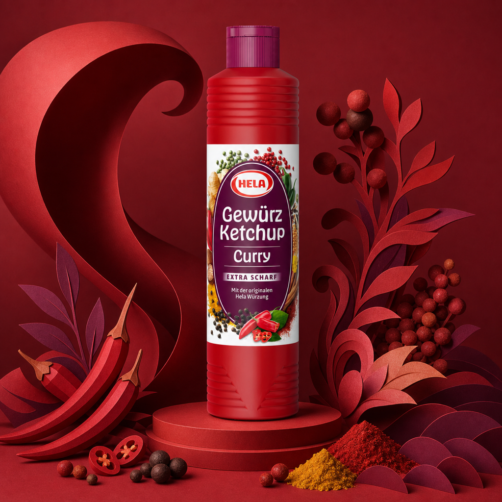 Hela Gewürz Ketchup Extra Scharf Hot 800ml paper art scene