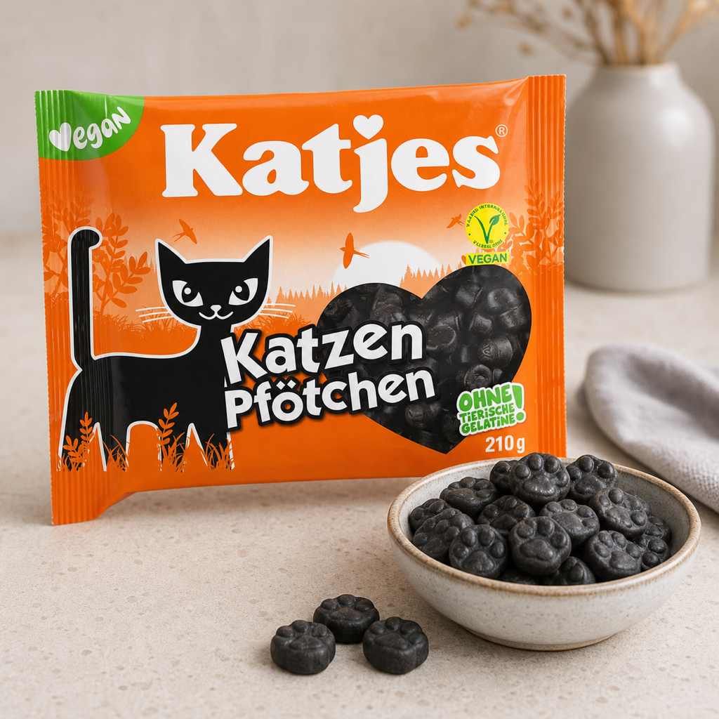Katjes Katzen Pfötchen Vegan Soft Liquorice Cat Paws | 210G serving suggestion