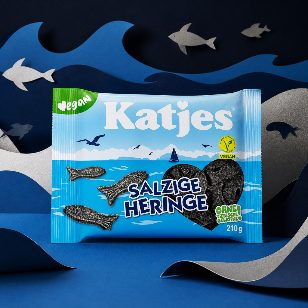Katjes Salzige Heringe Salty Liquorice 210g paper art scene