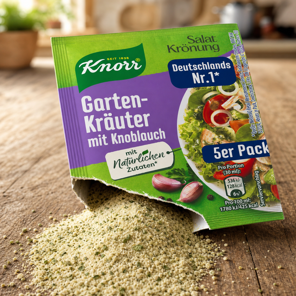 Knorr Salatkrönung Garden Herbs with Garlic Salad Dressing Mix | 5X8G opened