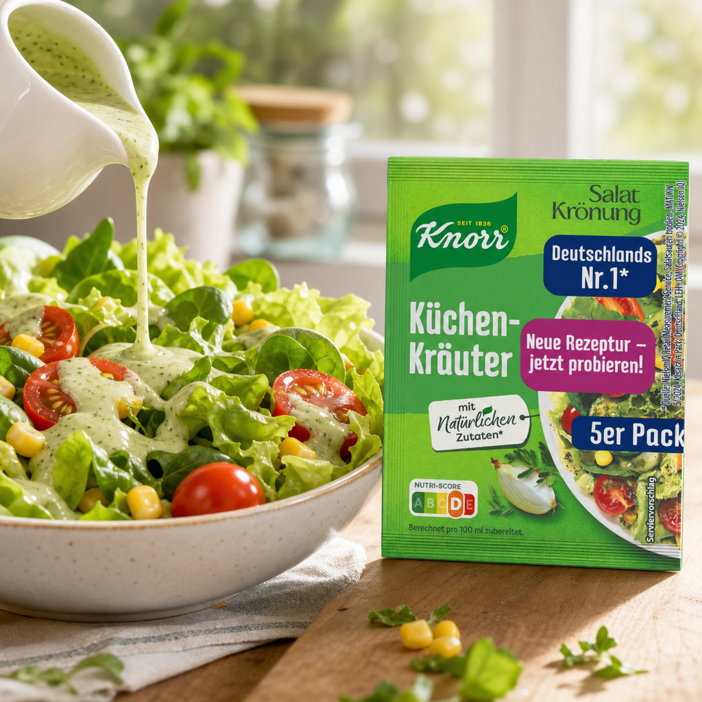 Knorr Salatkrönung Kitchen Herbs German Salad Dressing Mix | 5X8G serving suggestion