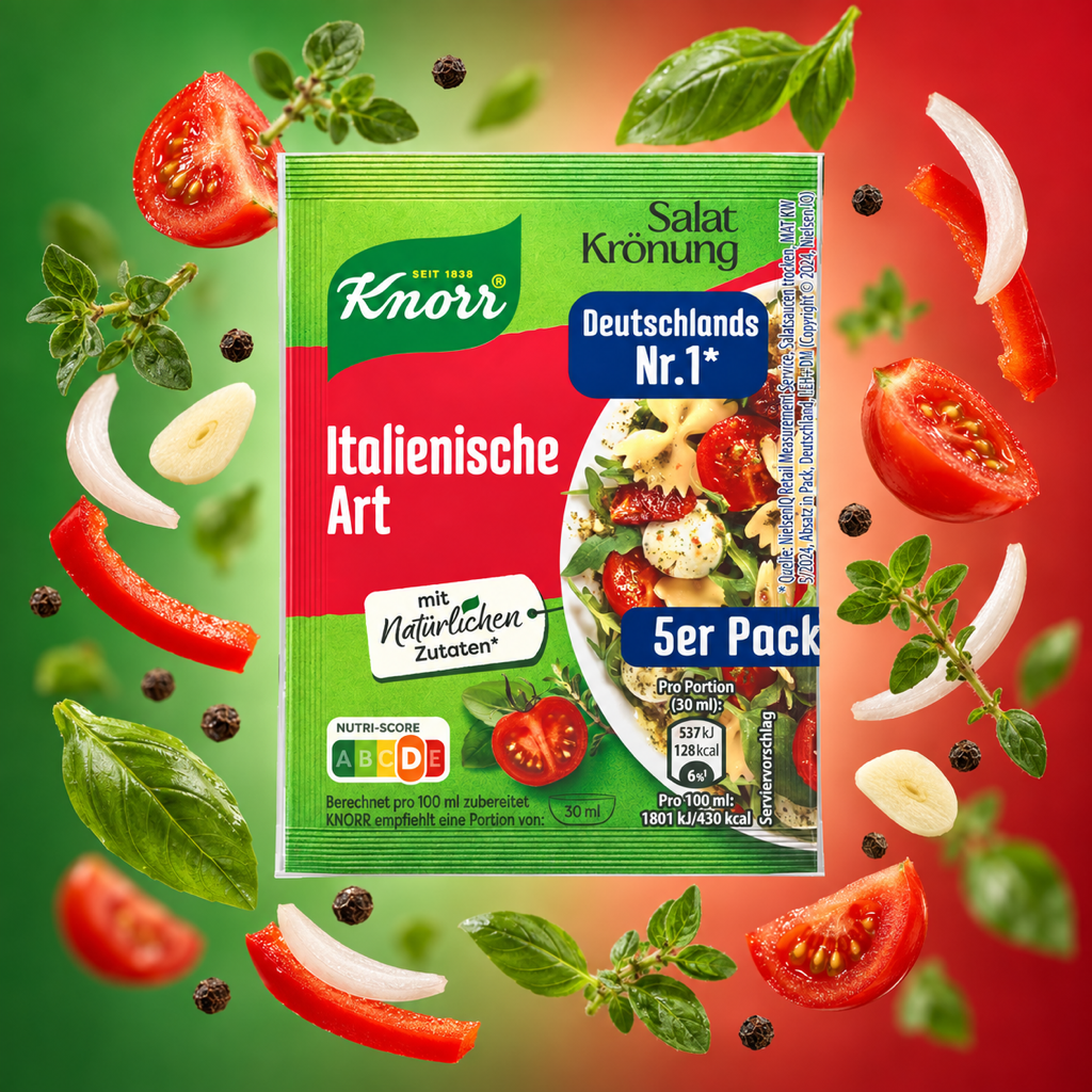 Knorr Salatkrönung Italian Taste 5x 8g with floating ingredients