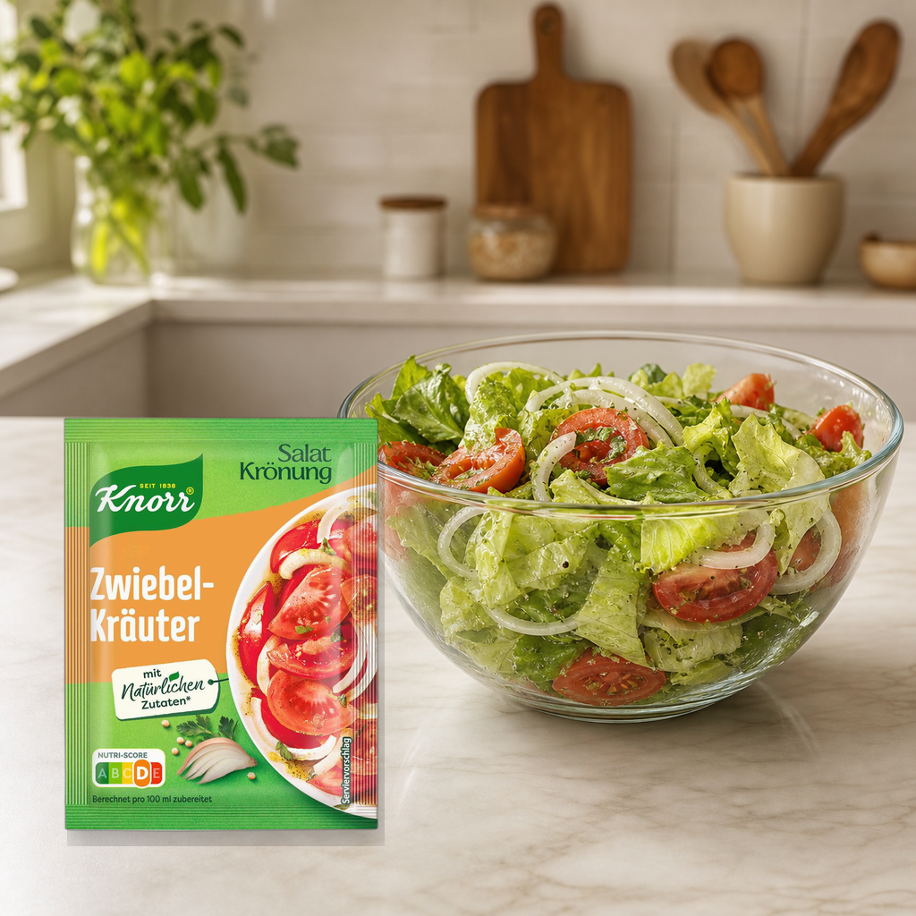 Knorr Salatkrönung Onion Herbs German Salad Dressing Mix | 5X8G serving suggestion