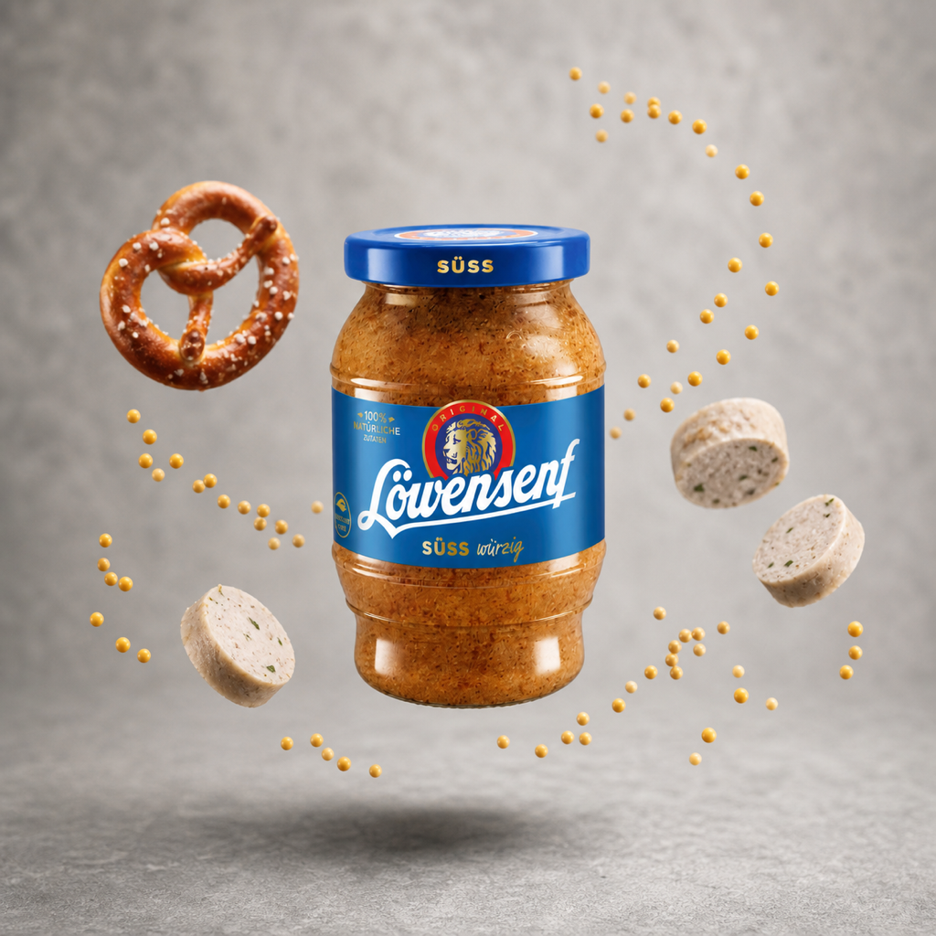 Löwensenf Süß Sweet Bavarian Style Mustard | 250ML with floating ingredients